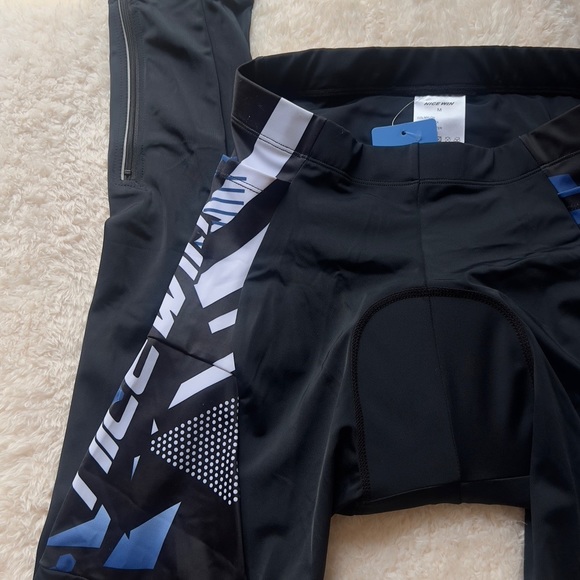 Women Nicewin Padded Bike Leggings Blue Black 3 pockets Easy Dry Spandex Size M - Picture 8 of 9